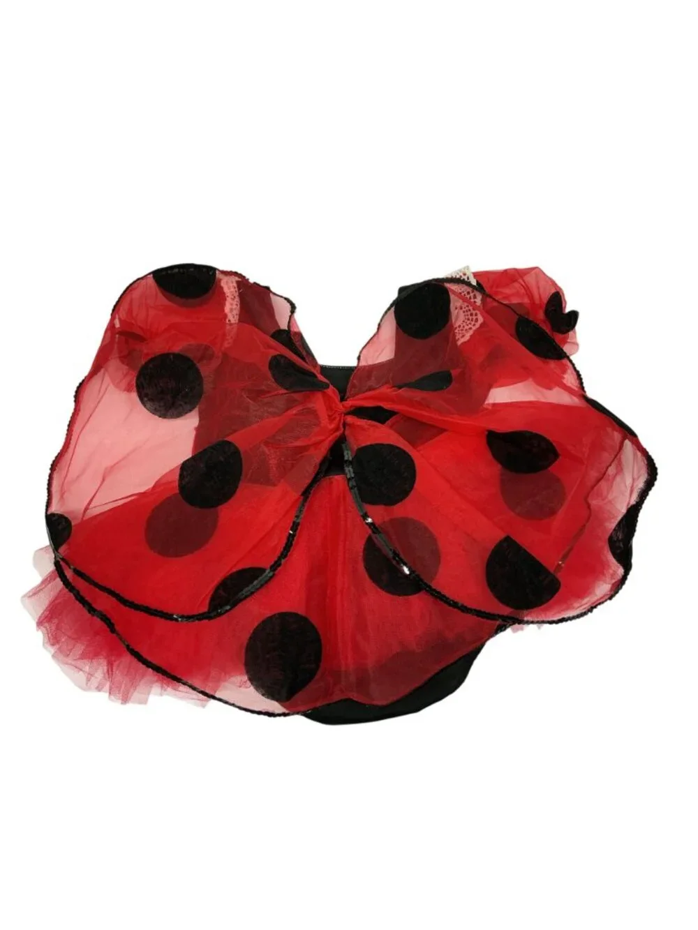 Ladybug Toddler 2T 3T Red Black Polka Dot Tulle Skirt Costume Dress With Wings